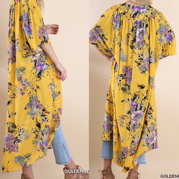 #600 Free spirit, flowing Duster, kimono, yellow duster main image 1